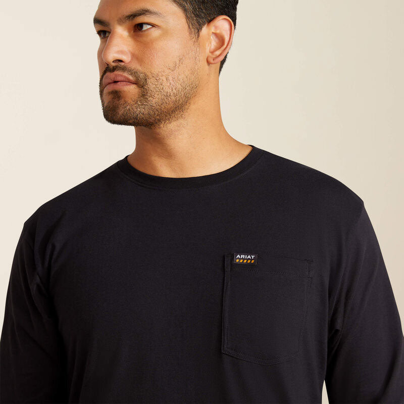 REBAR COTTON STRONG POCKET LONG SLEEVE T-SHIRT Black