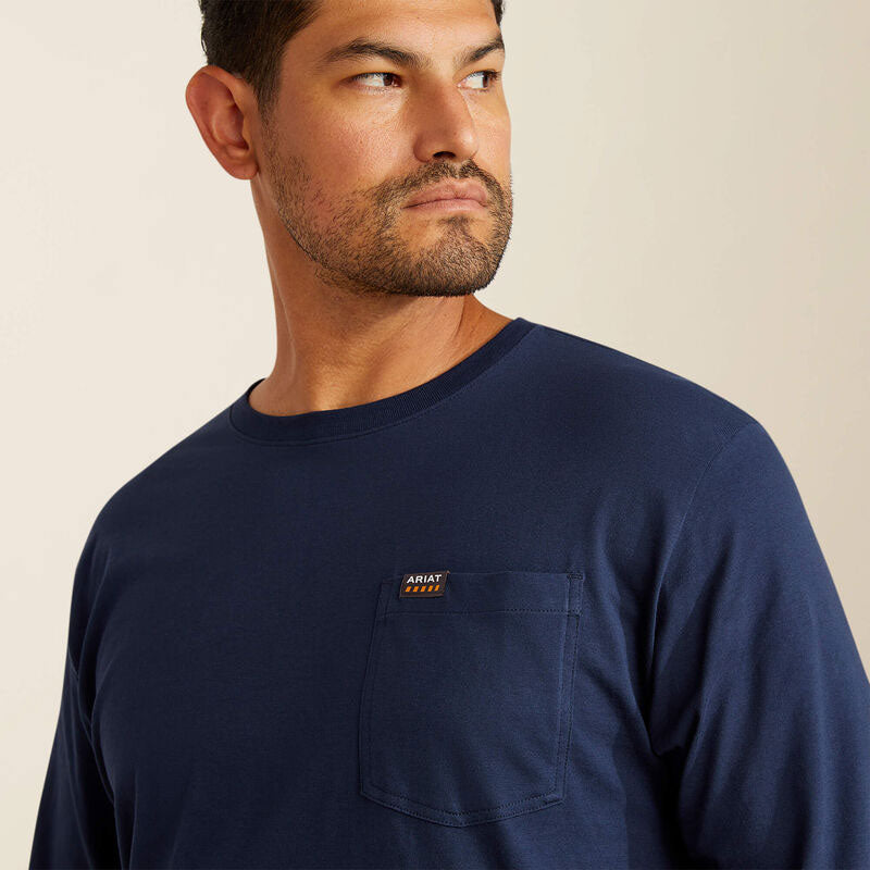 REBAR COTTON STRONG POCKET LONG SLEEVE T-SHIRT Navy