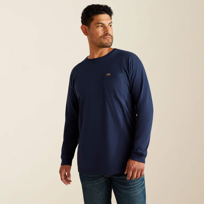 REBAR COTTON STRONG POCKET LONG SLEEVE T-SHIRT Navy