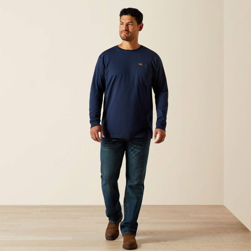 REBAR COTTON STRONG POCKET LONG SLEEVE T-SHIRT Navy