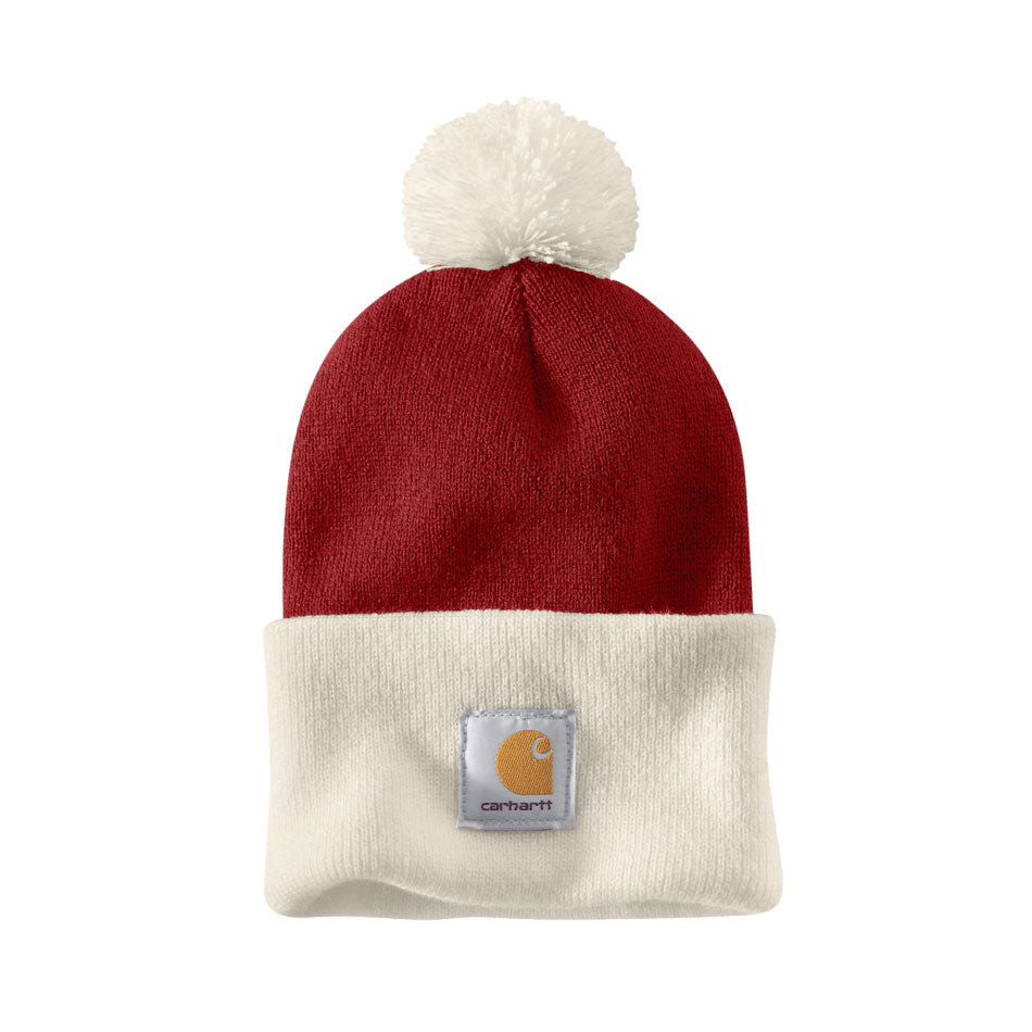 KNIT POM POM CUFFED BEANIE Crabapple