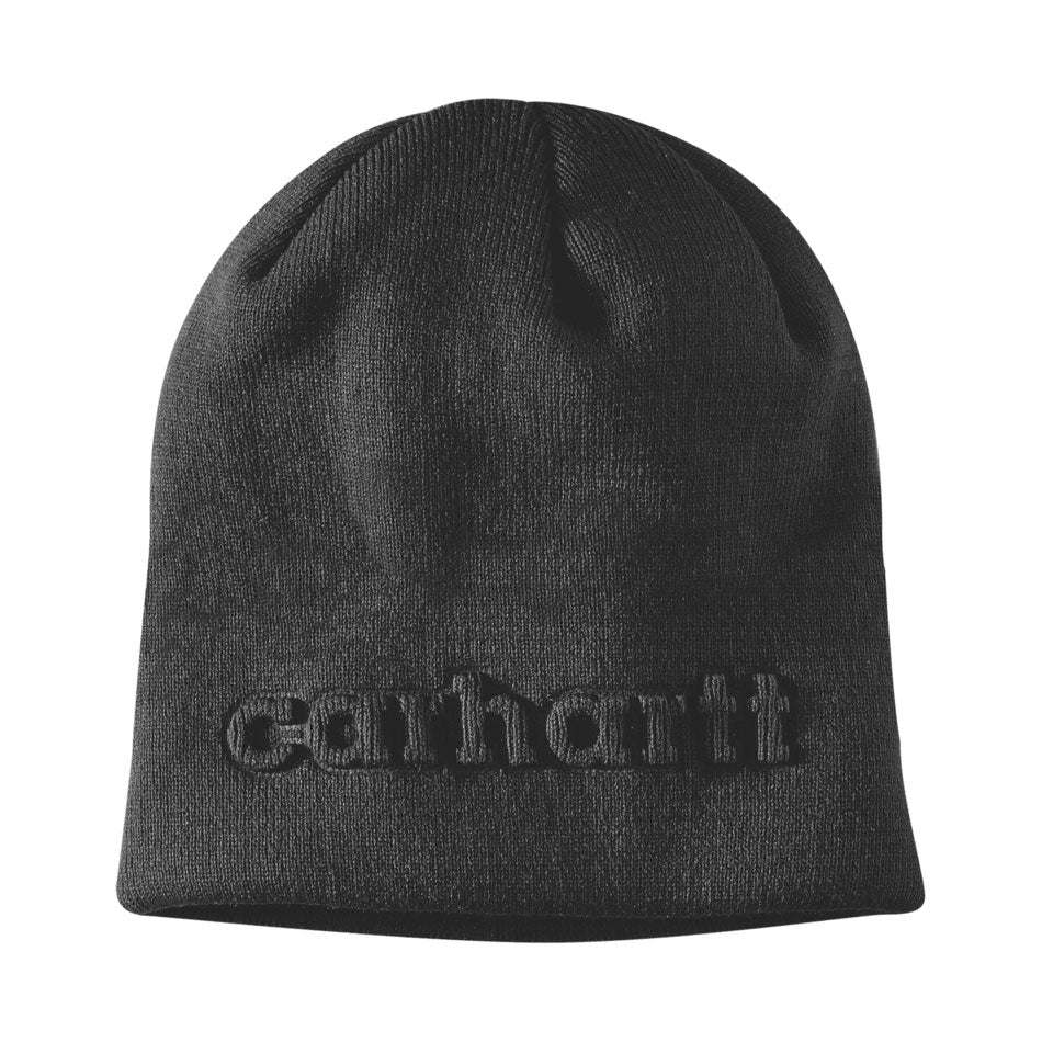 KNIT EMBOSSED BEANIE Black