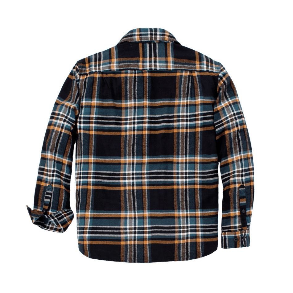 LONG-SLEEVE PLAID FLANNEL SHIRT Black