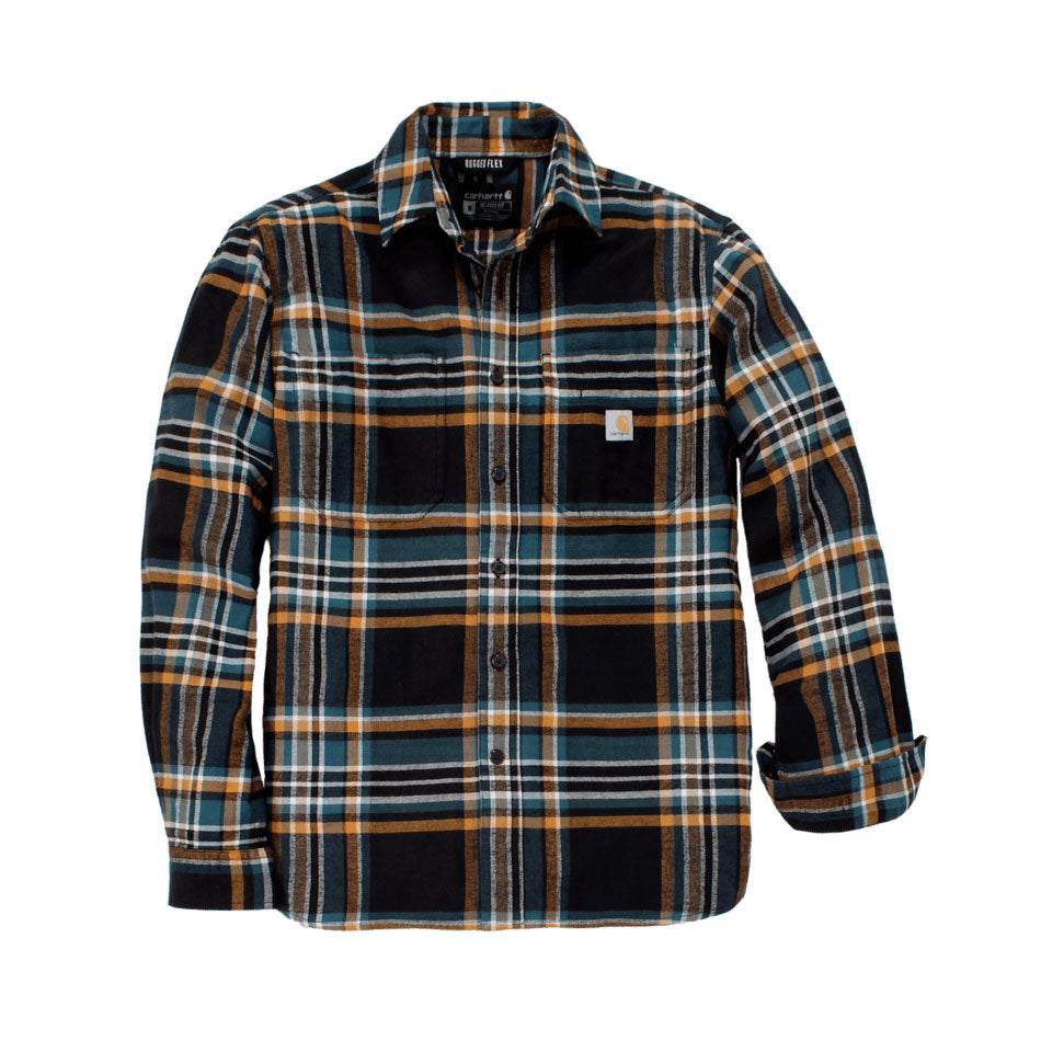 LONG-SLEEVE PLAID FLANNEL SHIRT Black