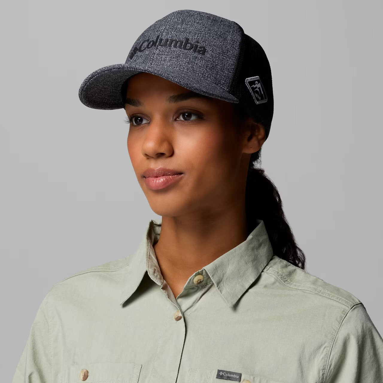 COLUMBIA MESH FLEXFIT Grill Heather, Black