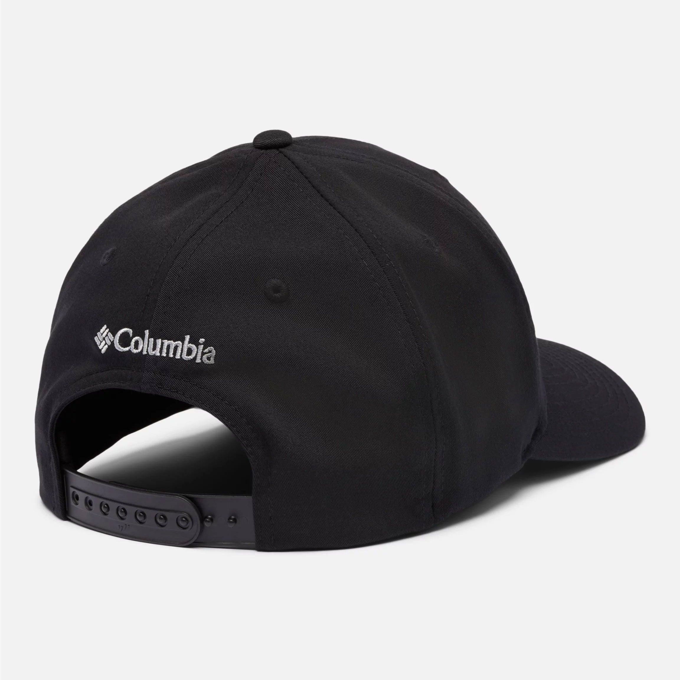 Black Columbia cap on a light gray background