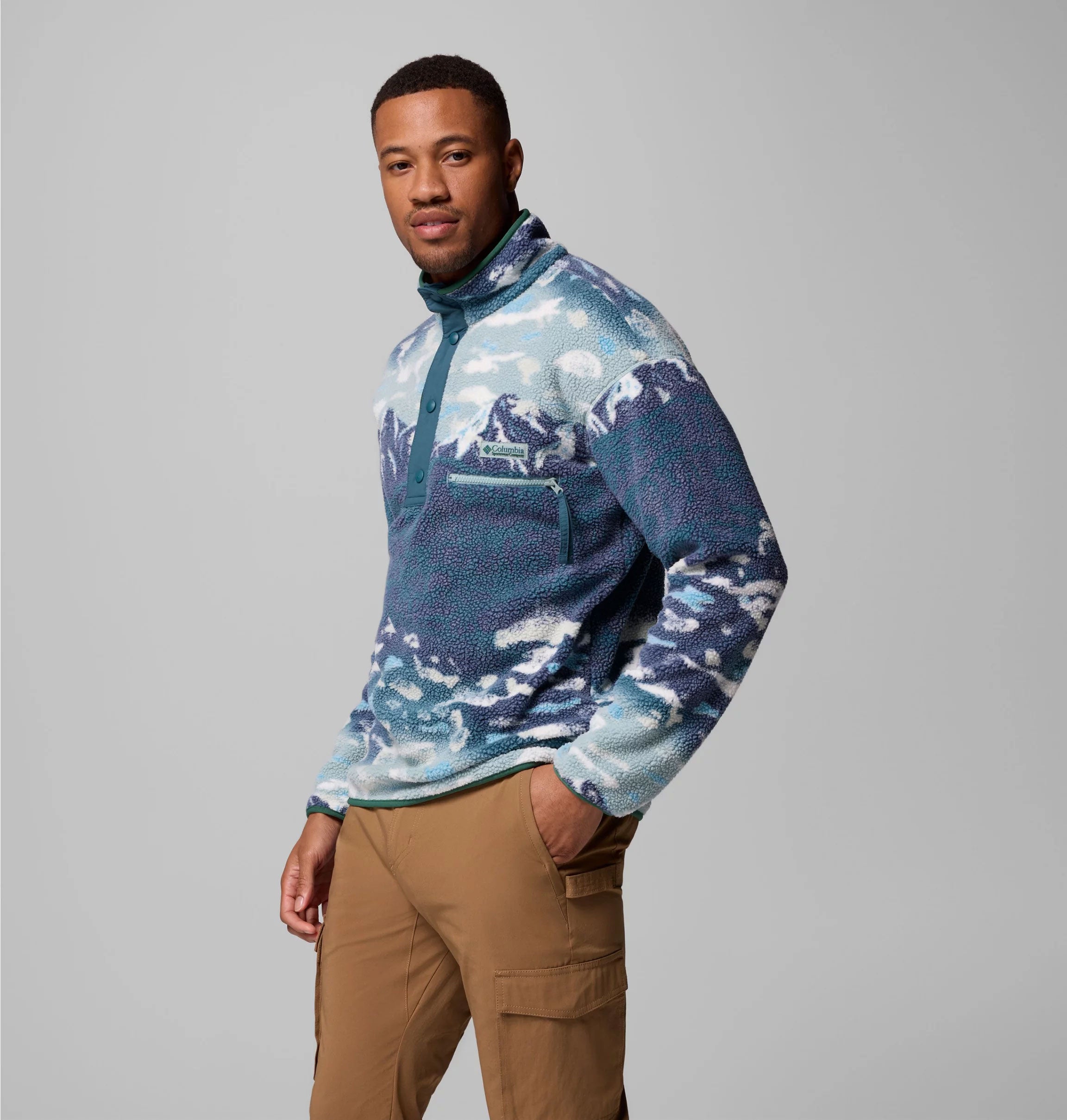 HELVETIA™ II PRINTED HALF SNAP FLEECE Crushed Blue Sisters