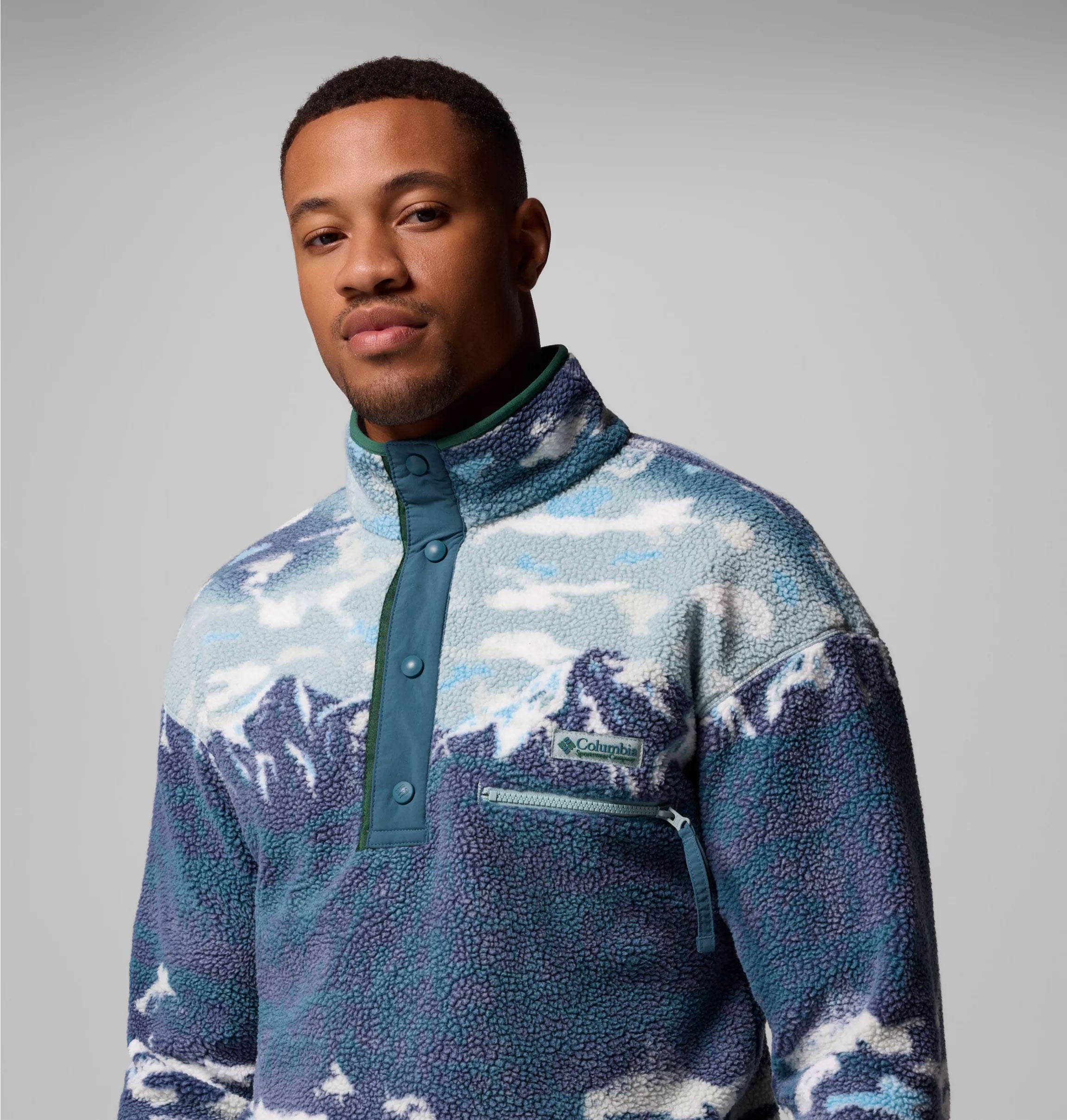 HELVETIA™ II PRINTED HALF SNAP FLEECE Crushed Blue Sisters