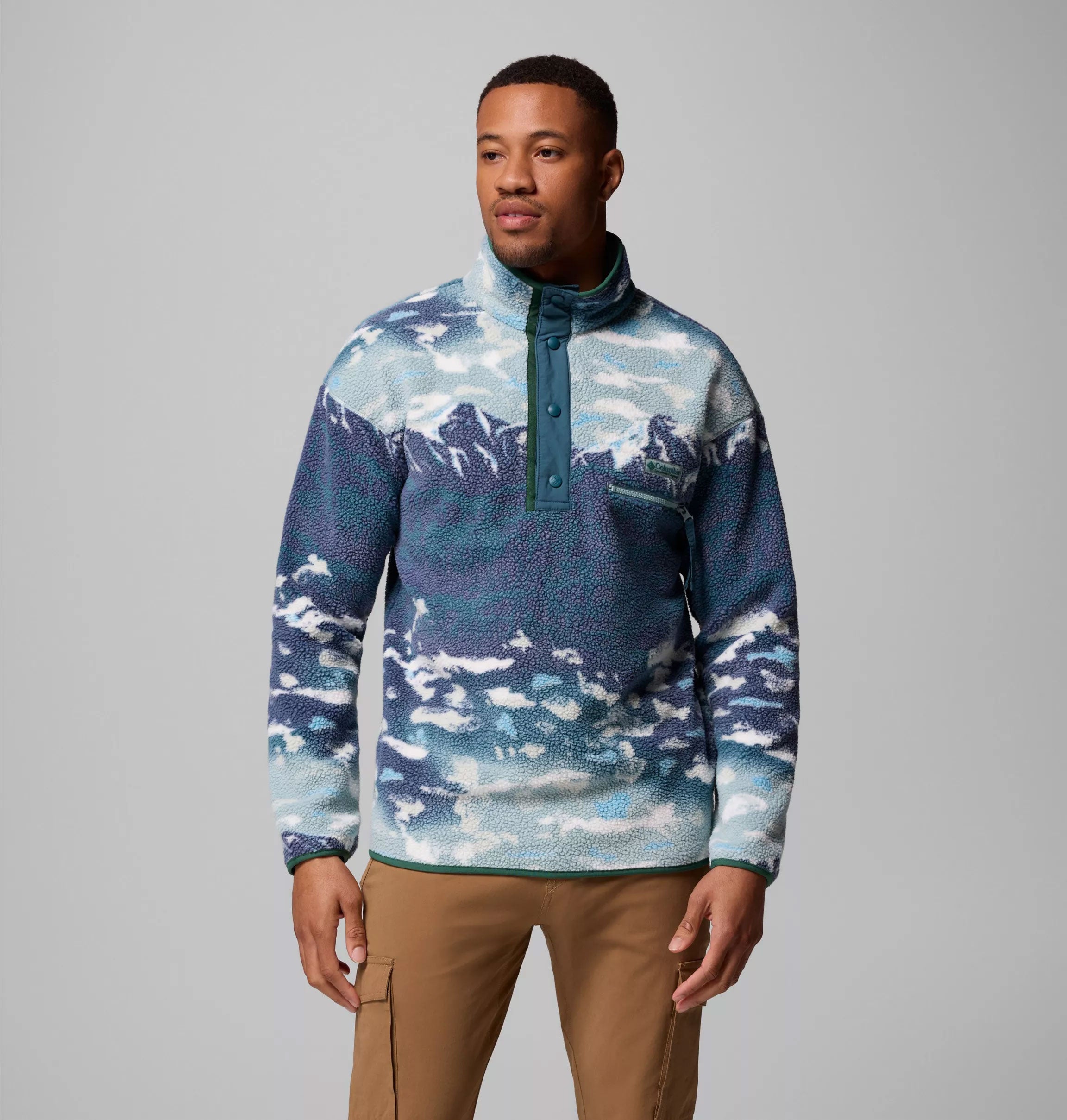 HELVETIA™ II PRINTED HALF SNAP FLEECE Crushed Blue Sisters