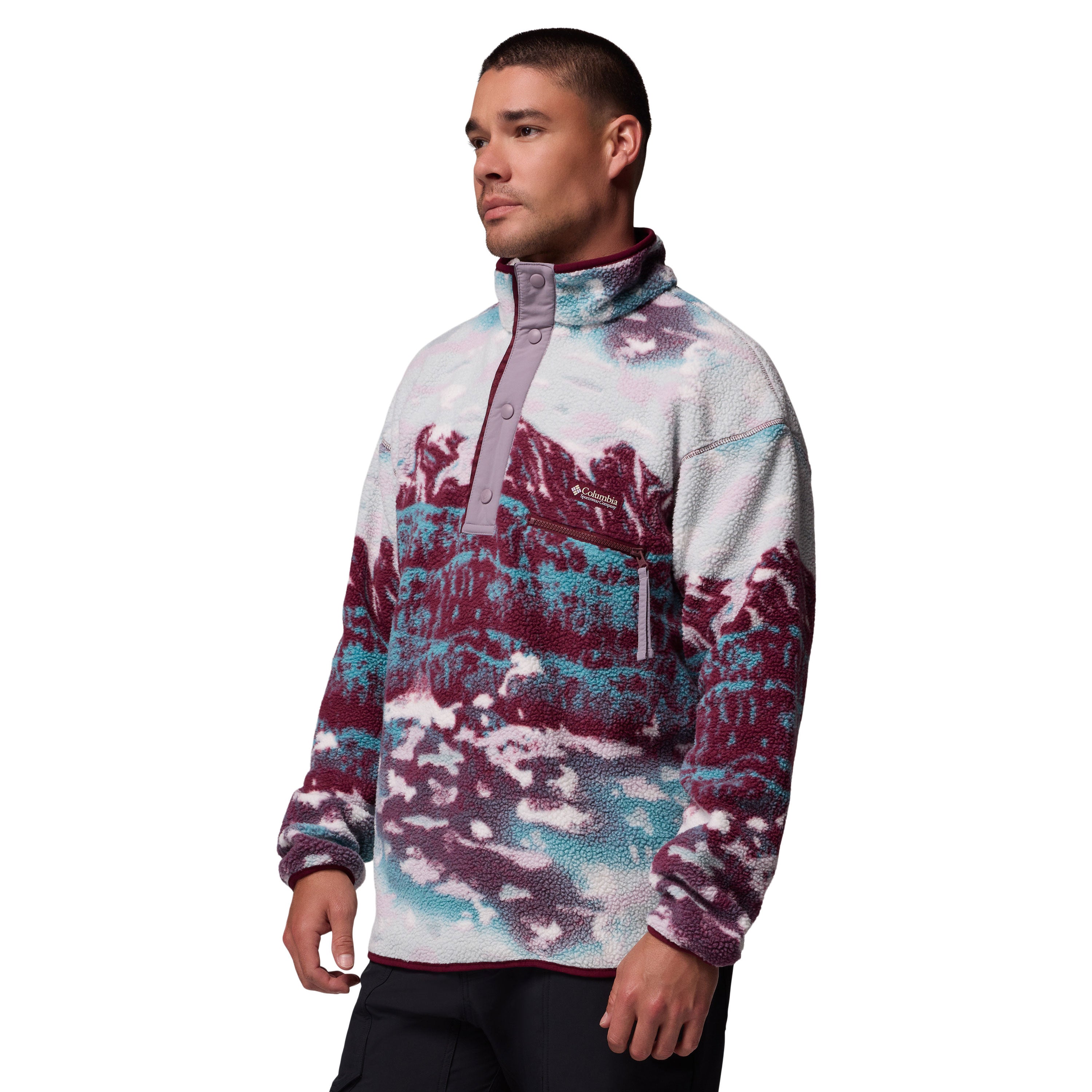 HELVETIA™ II PRINTED HALF SNAP FLEECE Rich Wine Sisters