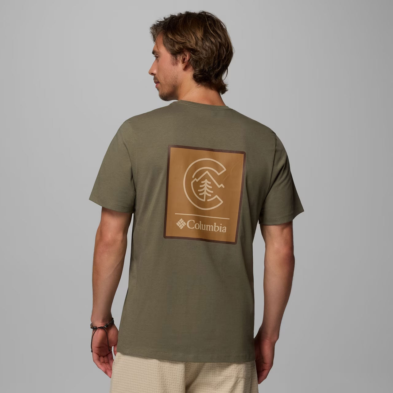 ORGANIC COTTON GRAPHIC T-SHIRT Stone Green, Linework C Badge