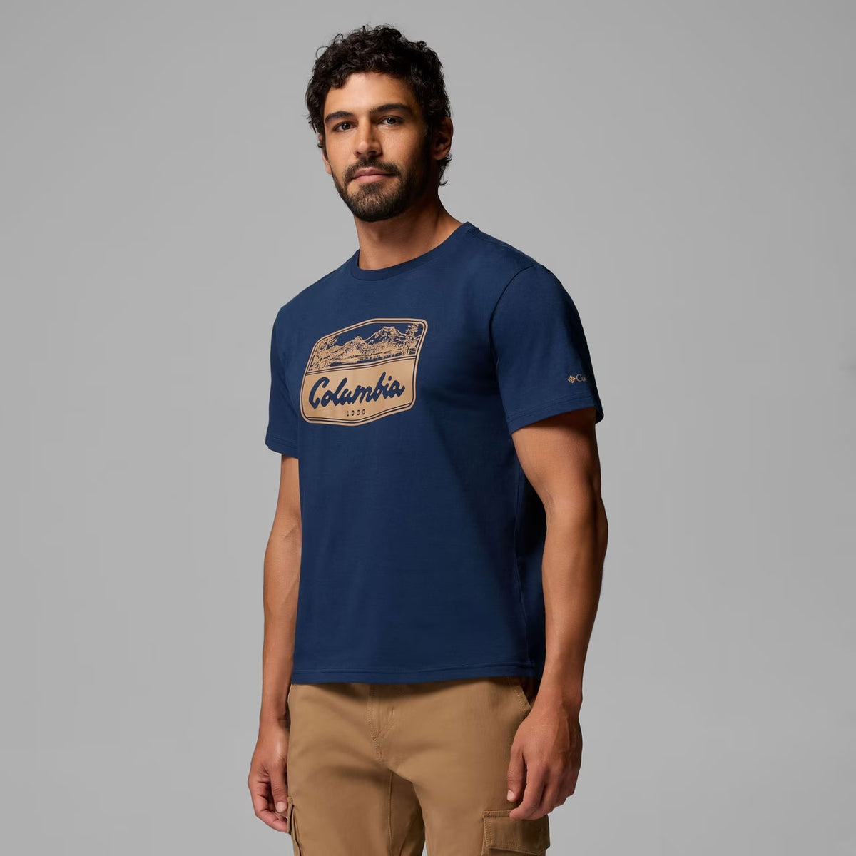 ORGANIC COTTON GRAPHIC T-SHIRT Collegiate Navy, Hex Woodblock Badge