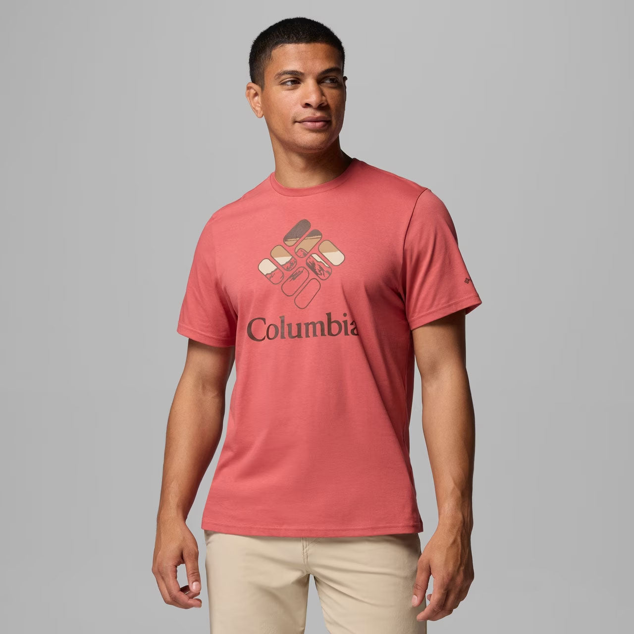 ORGANIC COTTON GRAPHIC T-SHIRT Washed Red, Heavenly Stacked Gem