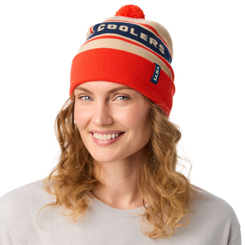YETI COOLERS POM BEANIE White/Orange