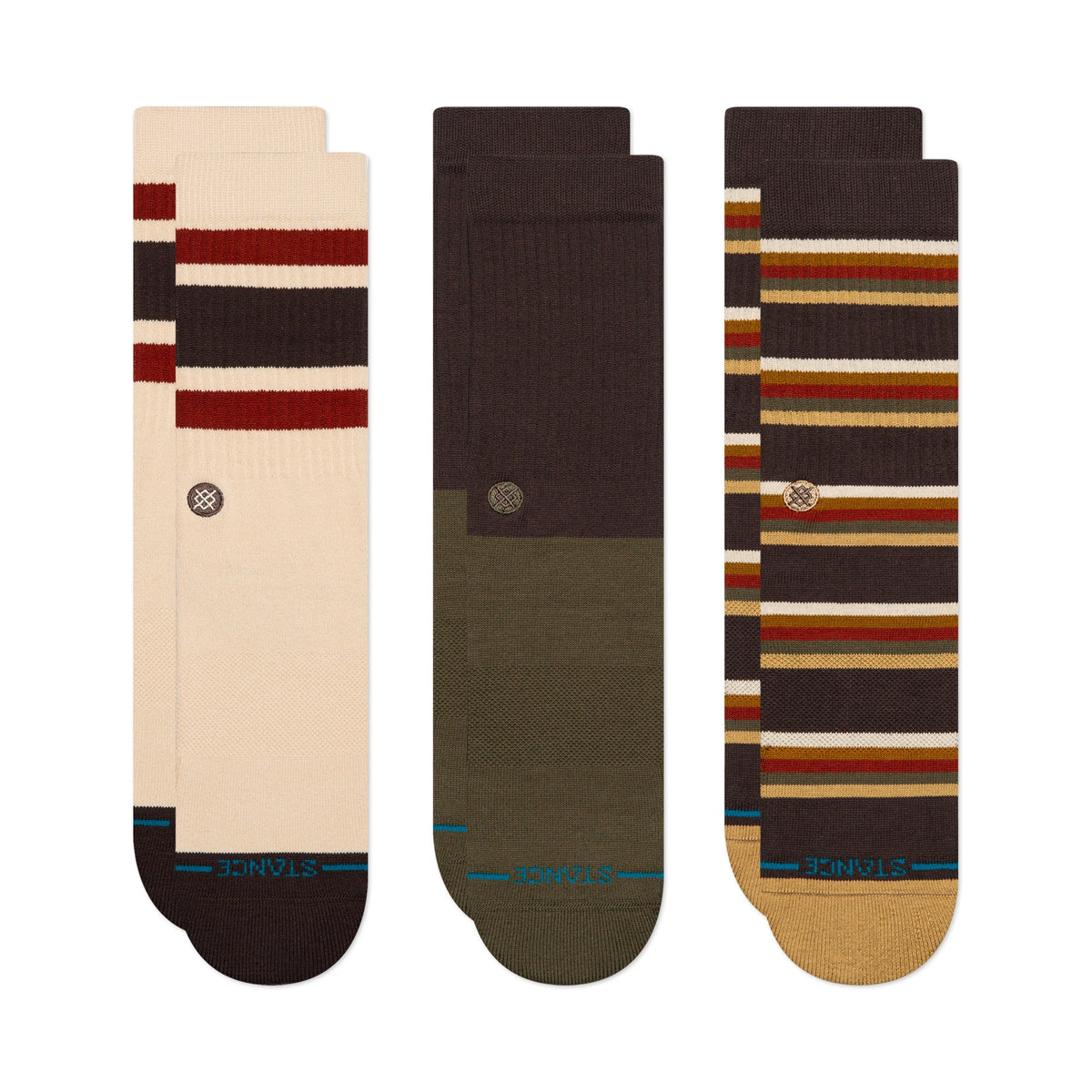 MILL HOUSE CREW SOCK 3 PACK Dark Brown