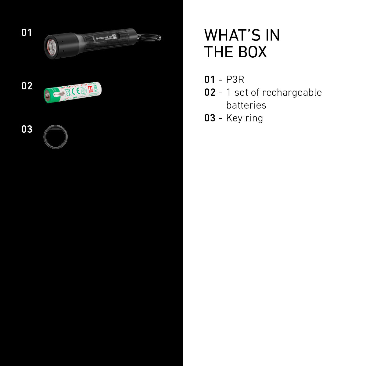 P3R Rechargeable Keyring Torch 2025, 200 Lumens