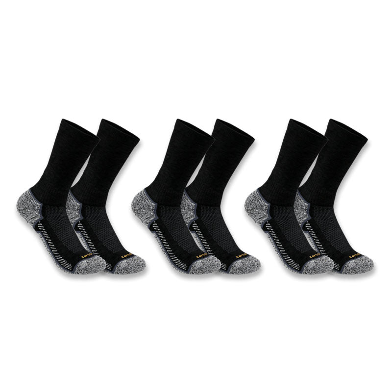 FORCE® MIDWEIGHT CREW SOCK 3 PAIRS Black