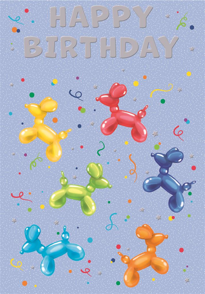 Birthday Card- Balloon Animals Blue