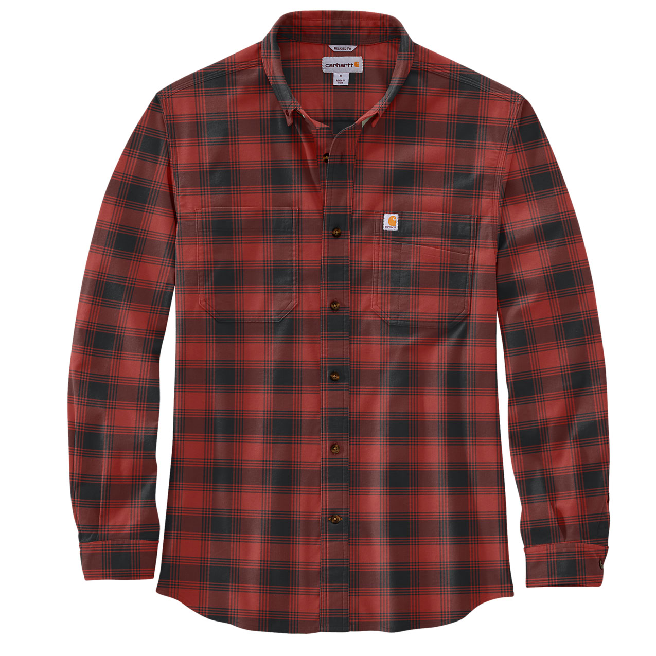 LONG-SLEEVE PLAID FLANNEL SHIRT Bordeaux Heather