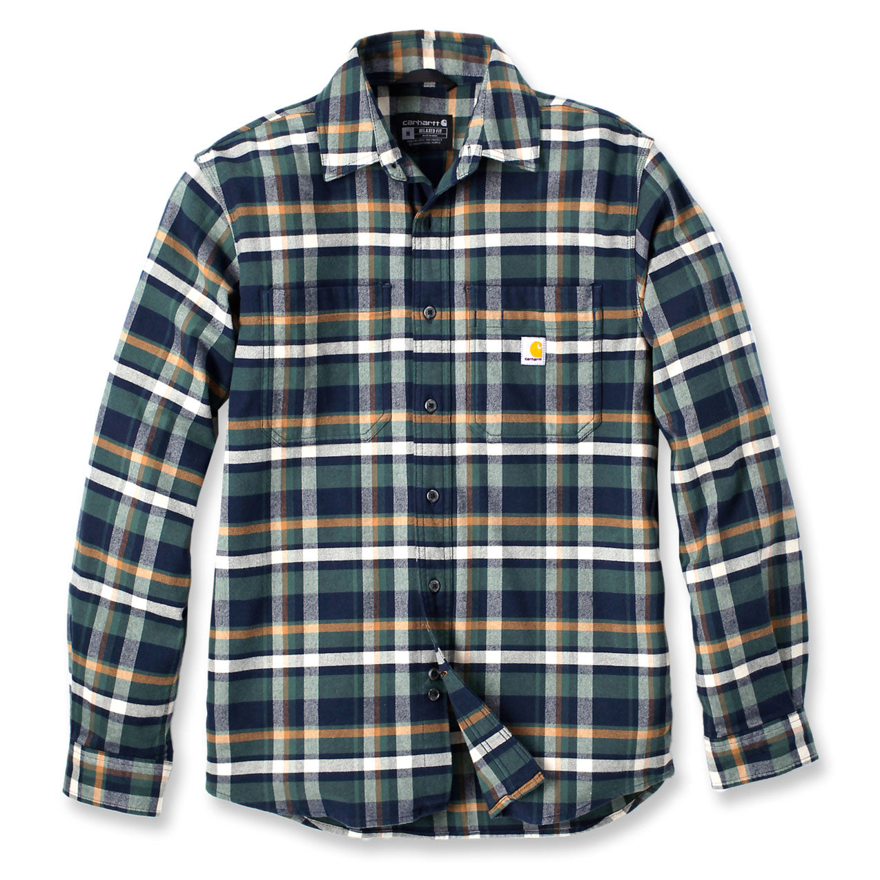 LONG-SLEEVE PLAID FLANNEL SHIRT Navy