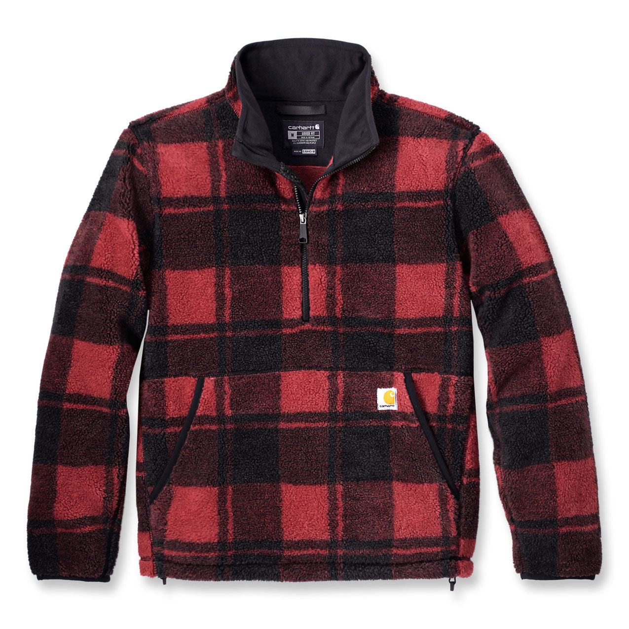 Carhartt Mens 2XL Fleece Jacket Pullover Red Black Buffalo Plaid Oxblood outlet NWT