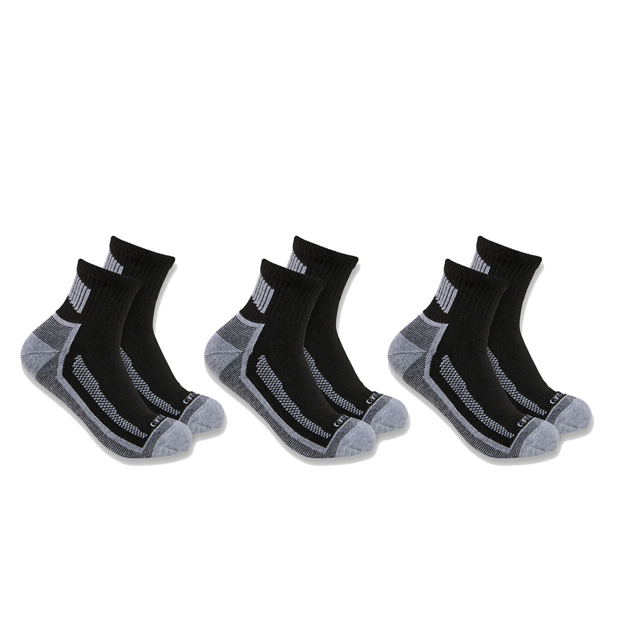 FORCE™ MIDWEIGHT QUARTER SOCK Black 3 PACK