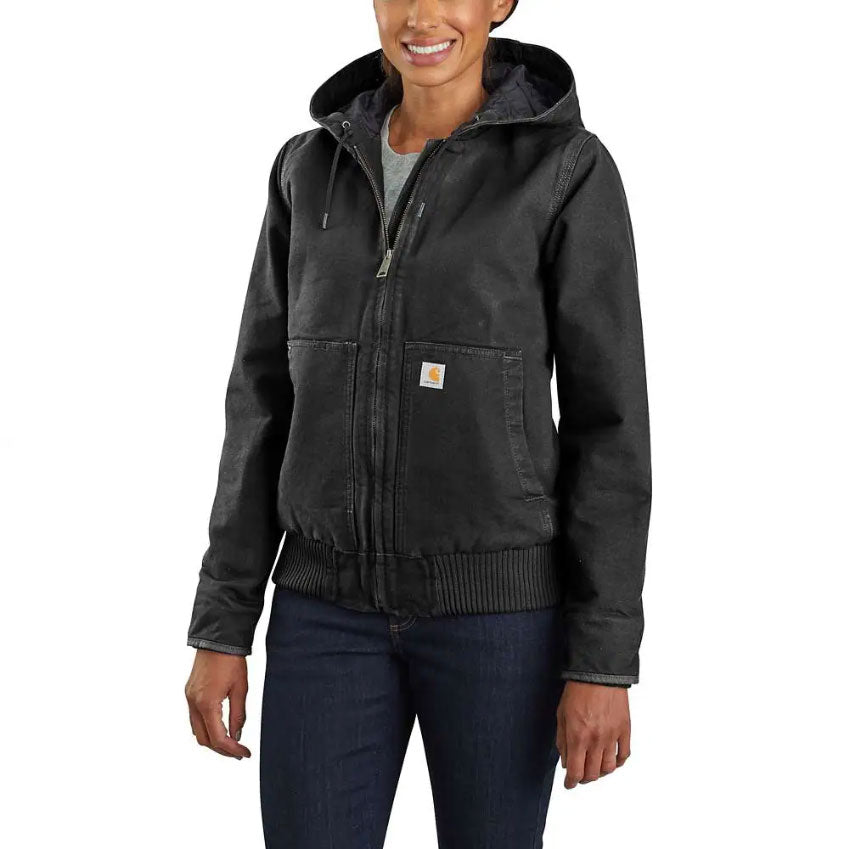 WOMENS LOOSE FIT WASHED DUCK INSULATED ACTIVE JAC Black