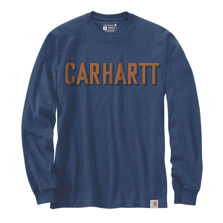 WORKWEAR LOGO LONG SLEEVE T-SHIRT Dark Cobalt Blue Heather