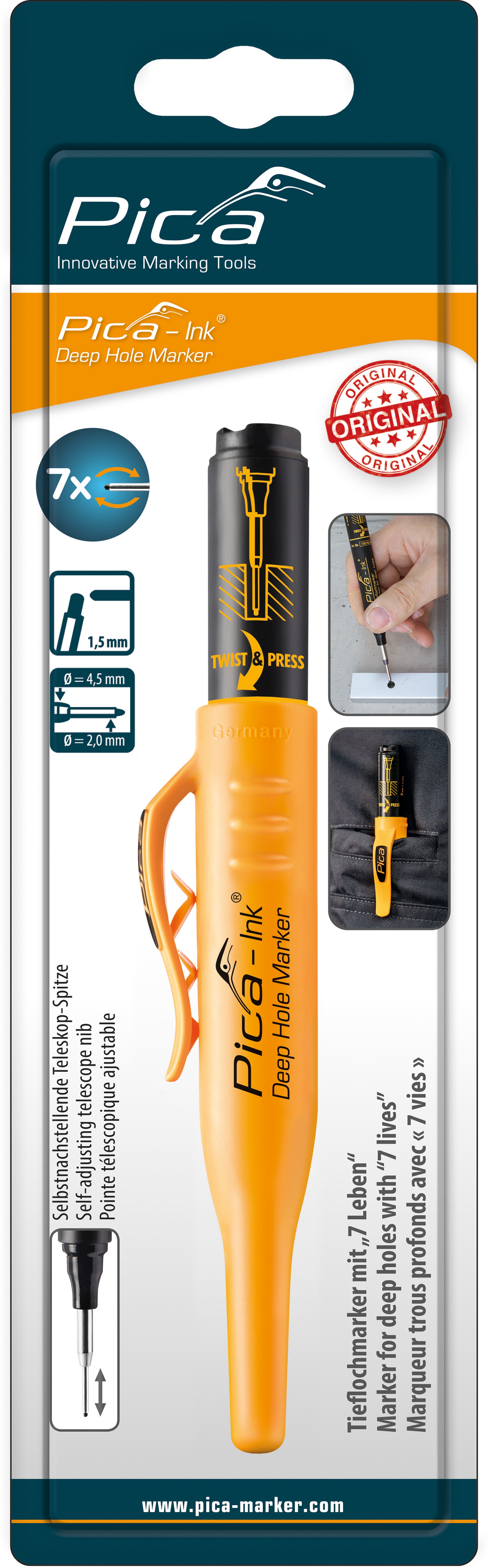 Pica-Ink Marker for Deep Holes 150/46 Black