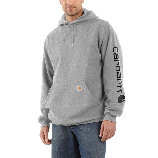 Midweight Signature Sleeve Logo Hoodie Heather Grey