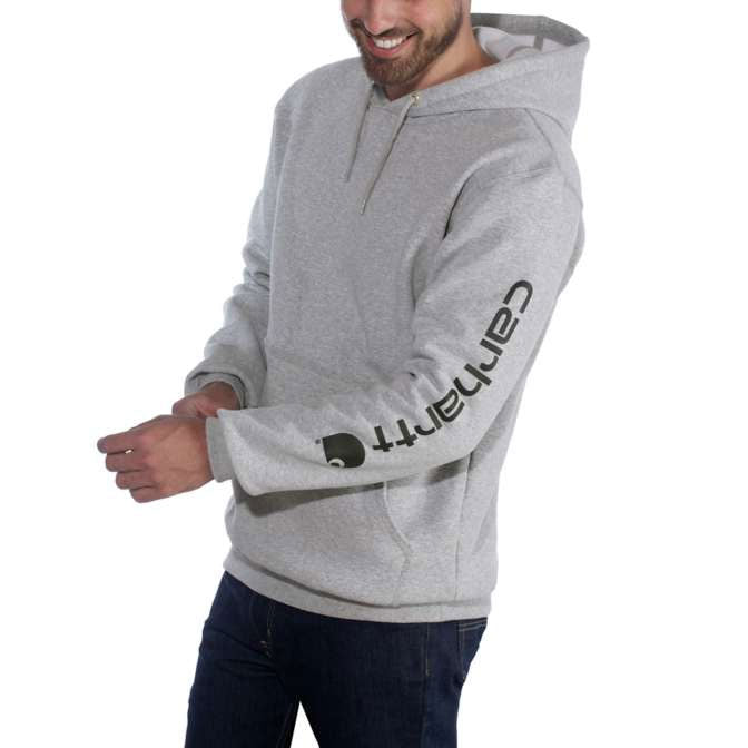 Midweight Signature Sleeve Logo Hoodie Heather Grey