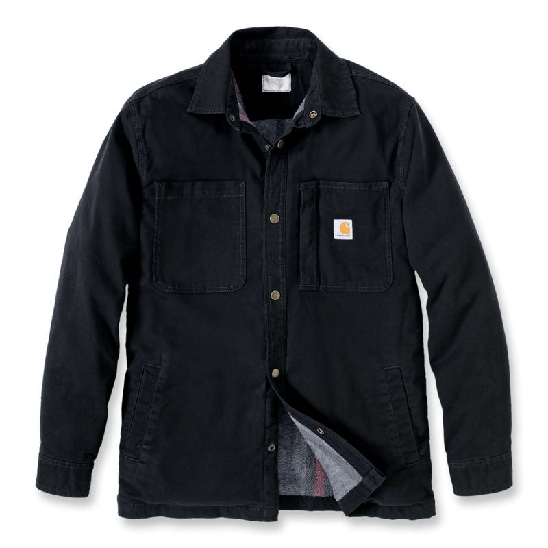 CANVAS FLEECE LINED SHIRT JACKET Black