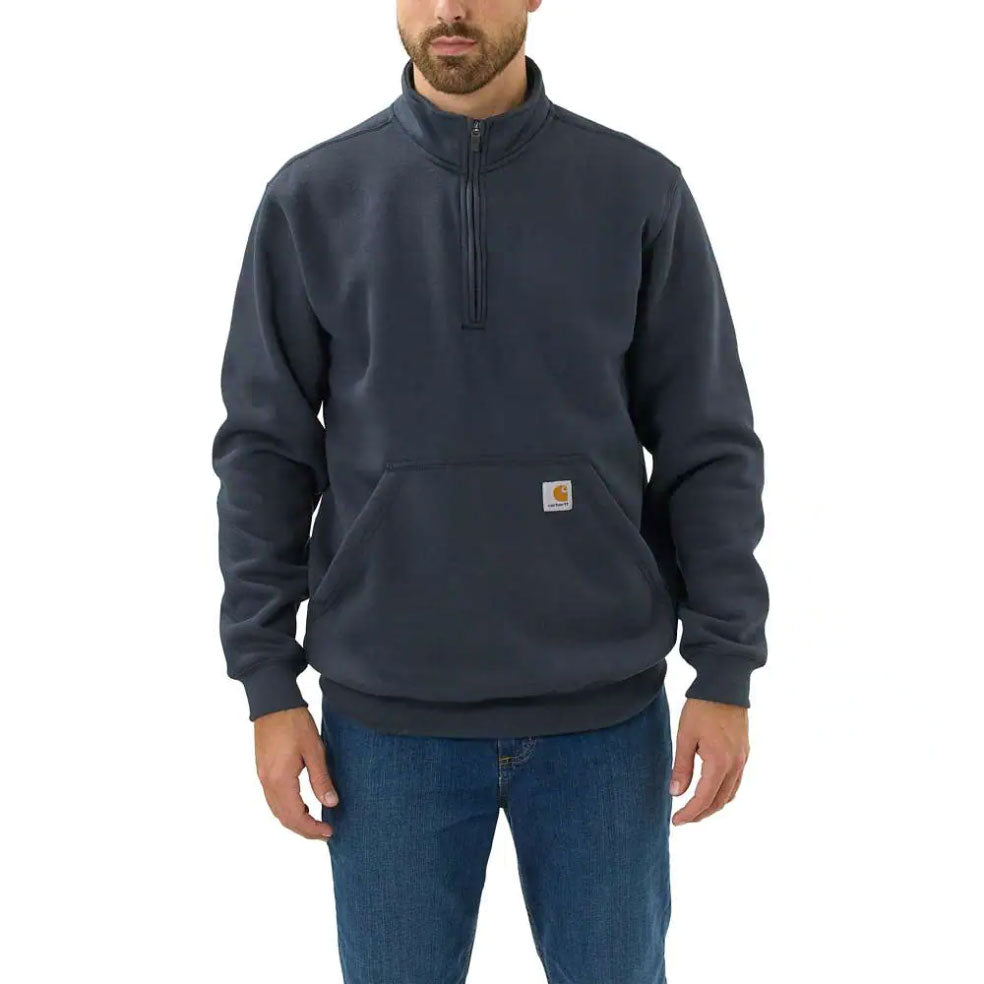 LOOSE FIT MIDWEIGHT QUARTER ZIP SWEATSHIRT Navy