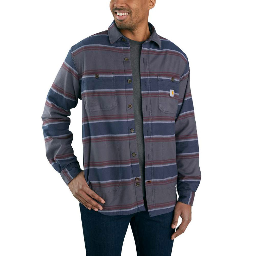 HAMILTON RUGGED FLEX® FLANNEL FLEECE-LINED SHIRT Shadow Stripe