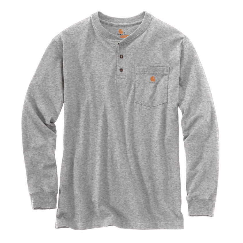 WORKWEAR LONG SLEEVE HENLEY POCKET T-SHIRT Heather Grey