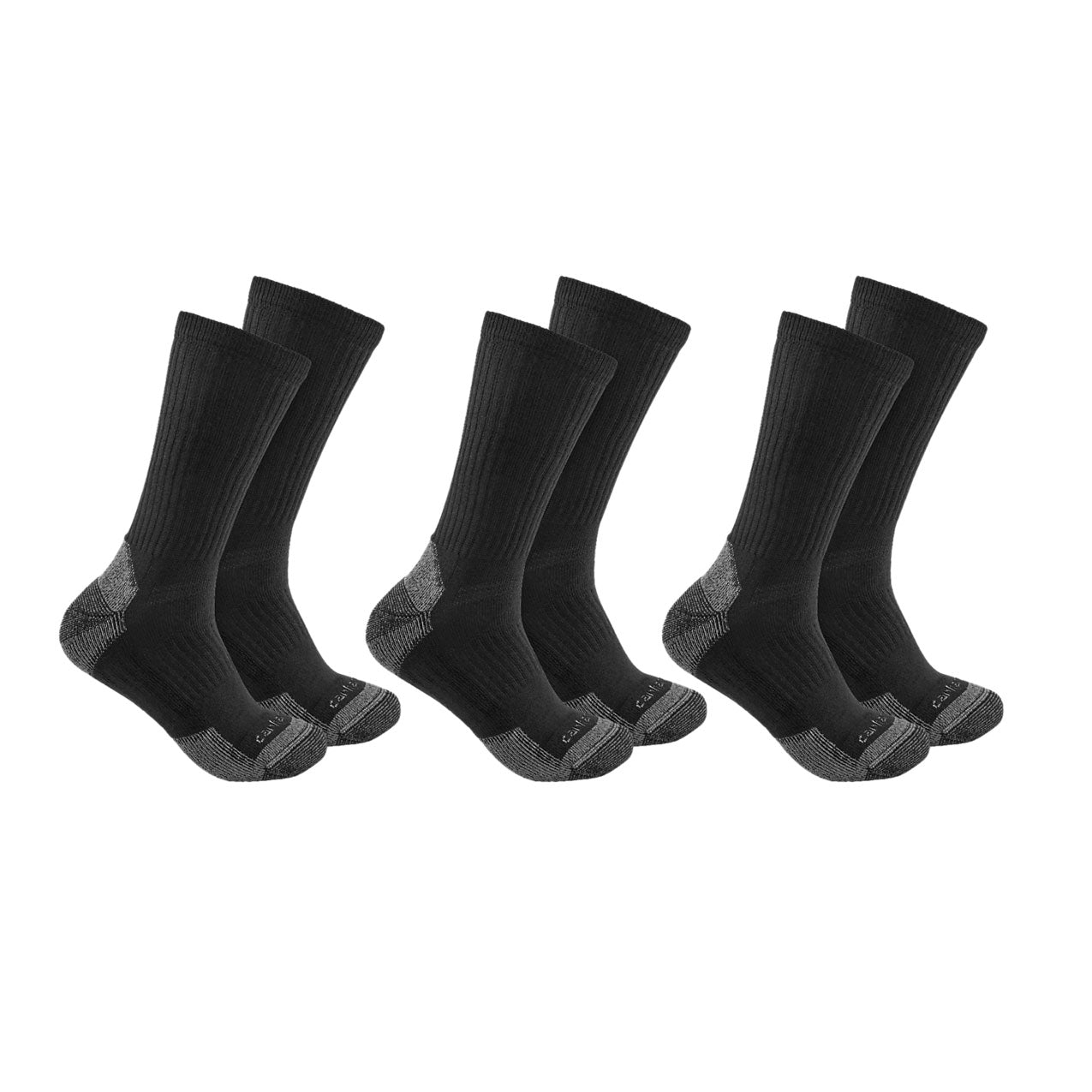 MIDWEIGHT COTTON BLEND CREW SOCK 3 Pack Black