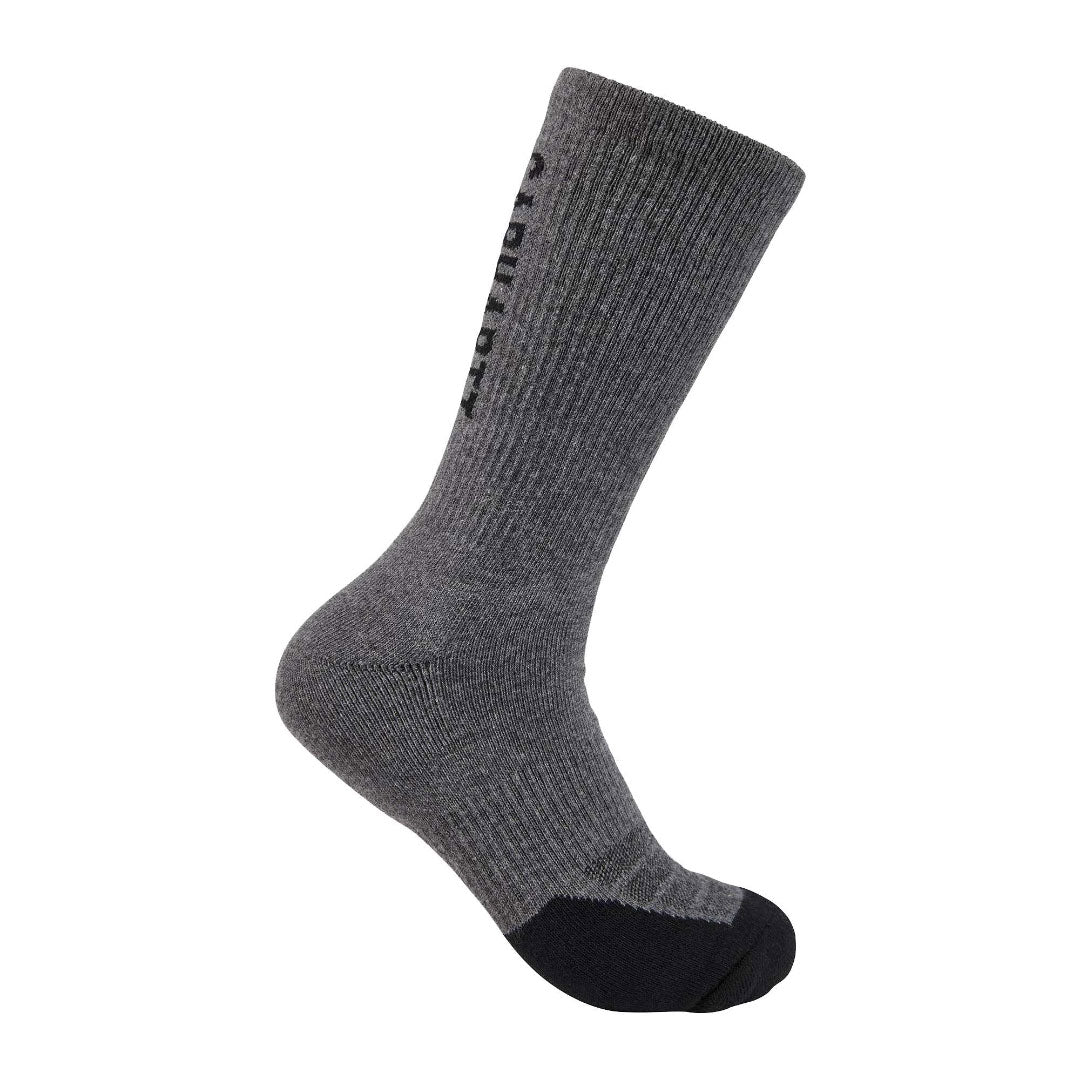 FORCE® MIDWEIGHT LOGO CREW SOCK 3 PAIRS Carbon Heather
