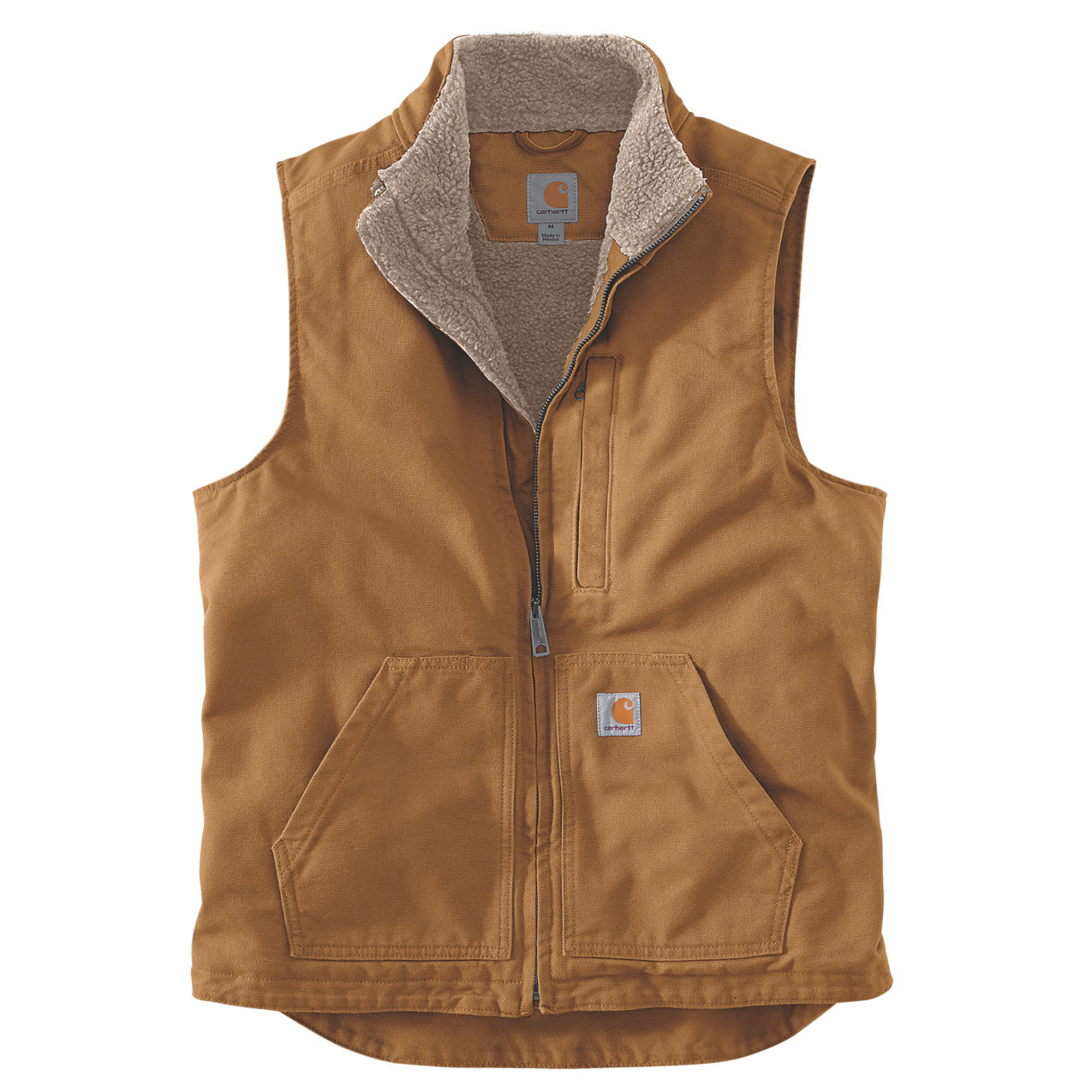 LOOSE FIT WASHED DUCK SHERPA-LINED MOCK-NECK VEST Carhartt Brown