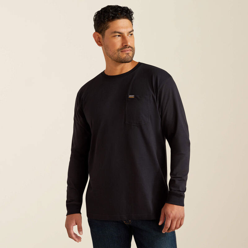 REBAR COTTON STRONG POCKET LONG SLEEVE T-SHIRT Black
