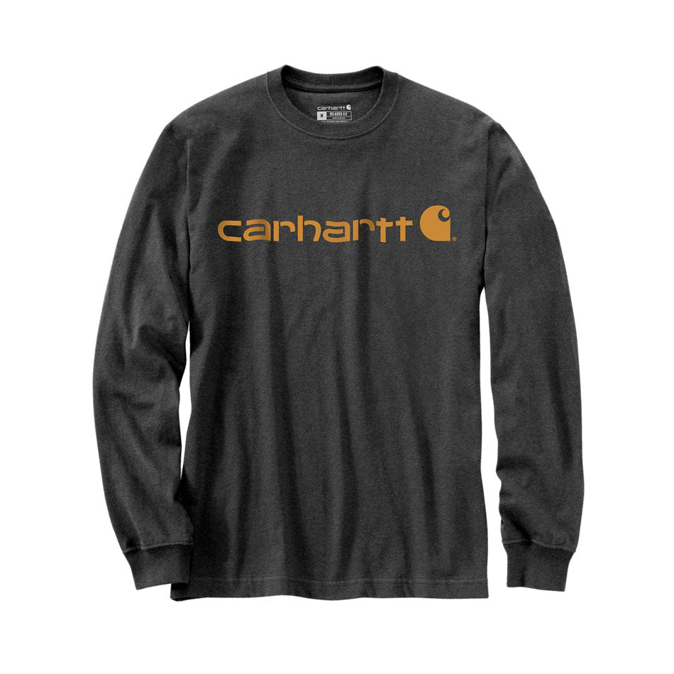 SIGNATURE LOGO LONG SLEEVE T-SHIRT Carbon Heather/Carhartt Gold