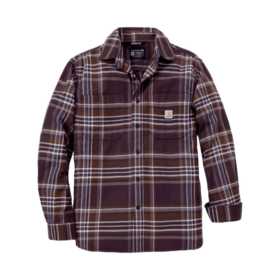 LONG-SLEEVE PLAID FLANNEL SHIRT Dark Sepia