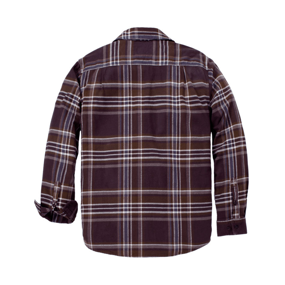 LONG-SLEEVE PLAID FLANNEL SHIRT Dark Sepia