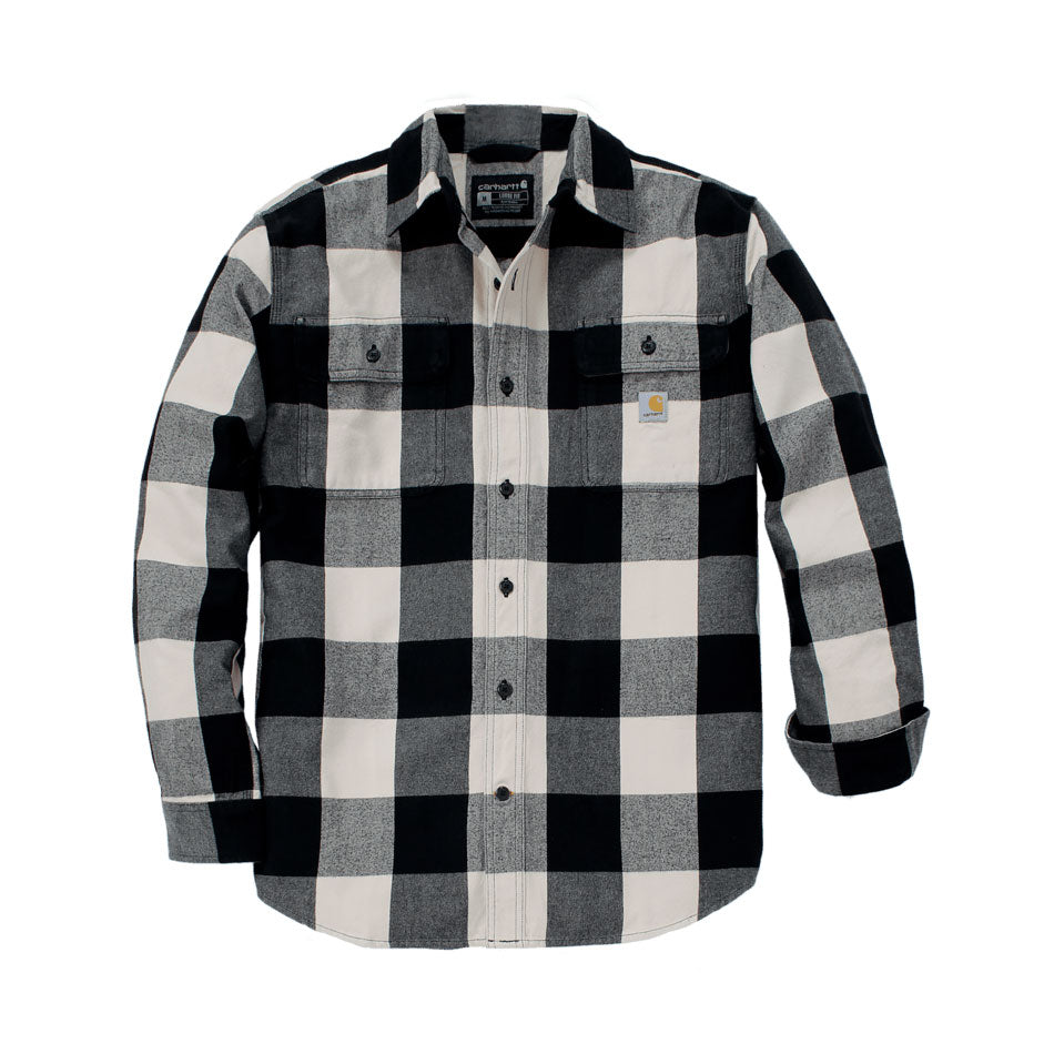 LOOSE FIT HEAVYWEIGHT PLAID FLANNEL SHIRT Oat Milk