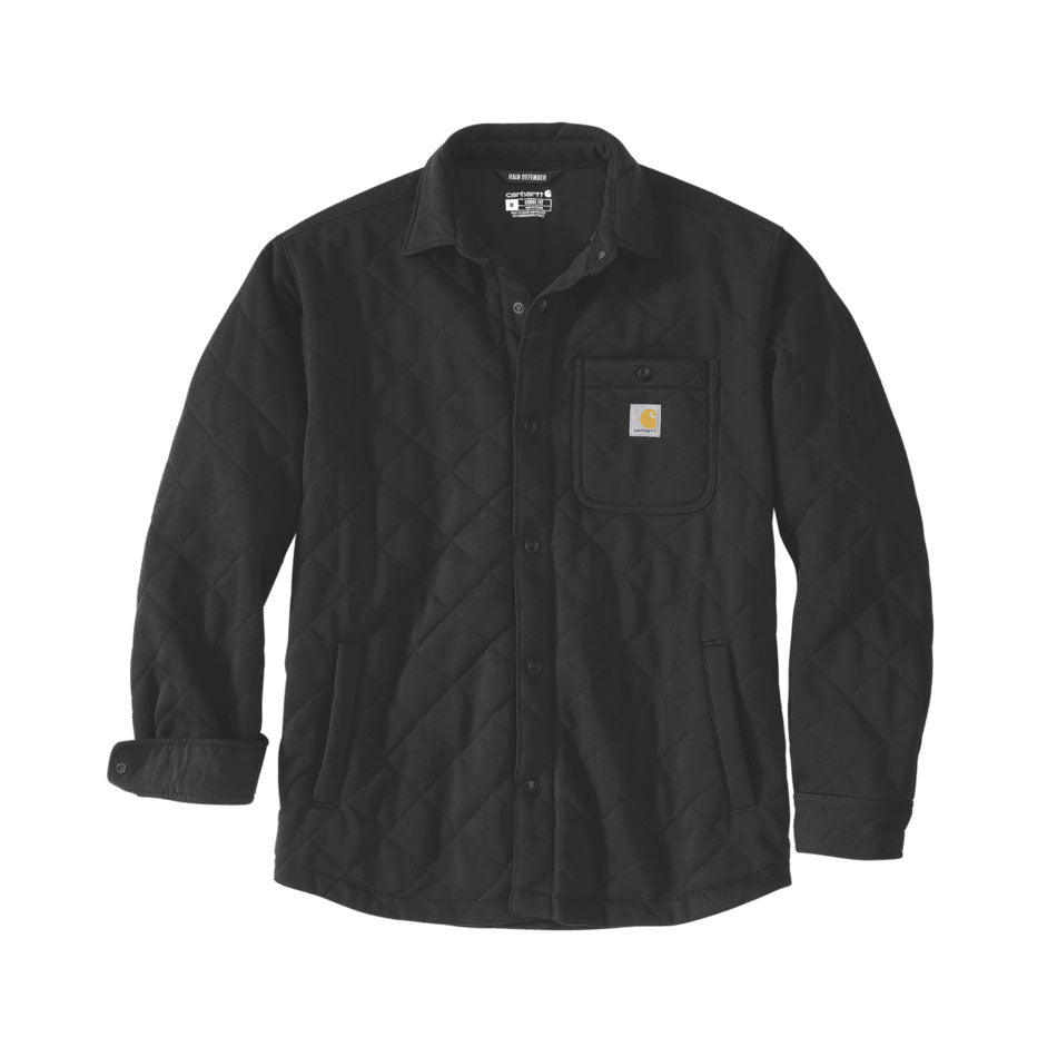 QUILTED SNAP-FRONT SHIRT JAC Black