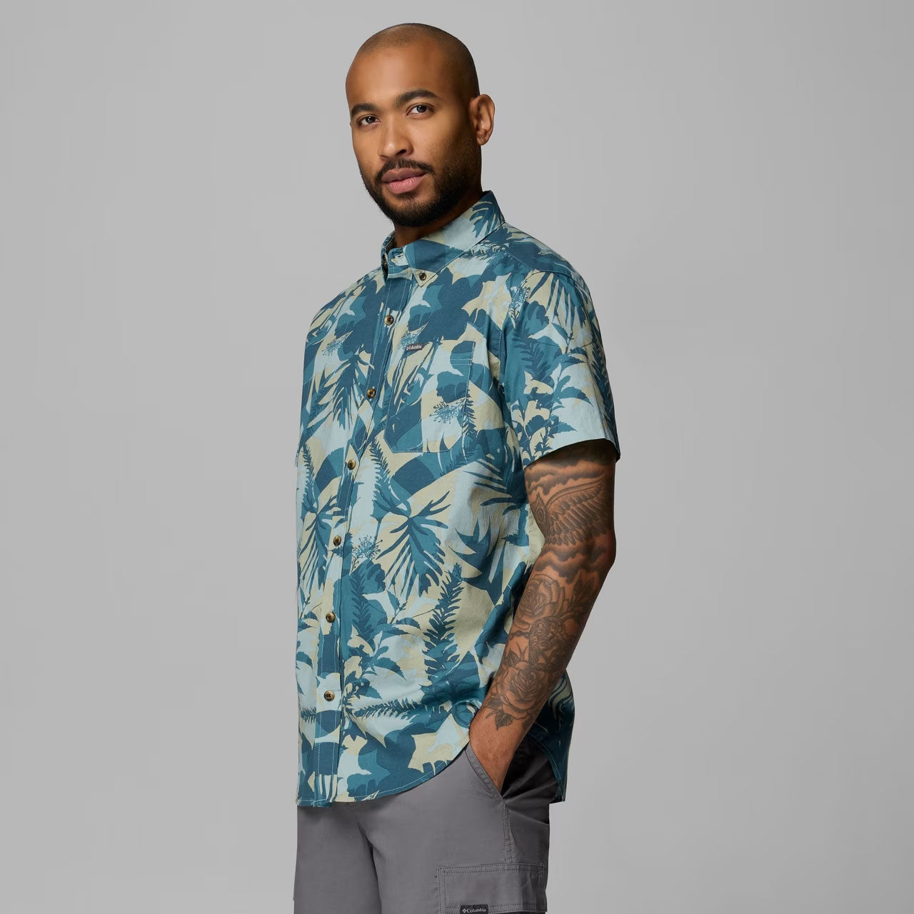 RAPID RIVERS PRINTED SHORT SLEEVE SHIRT Everblue, Botaniflage