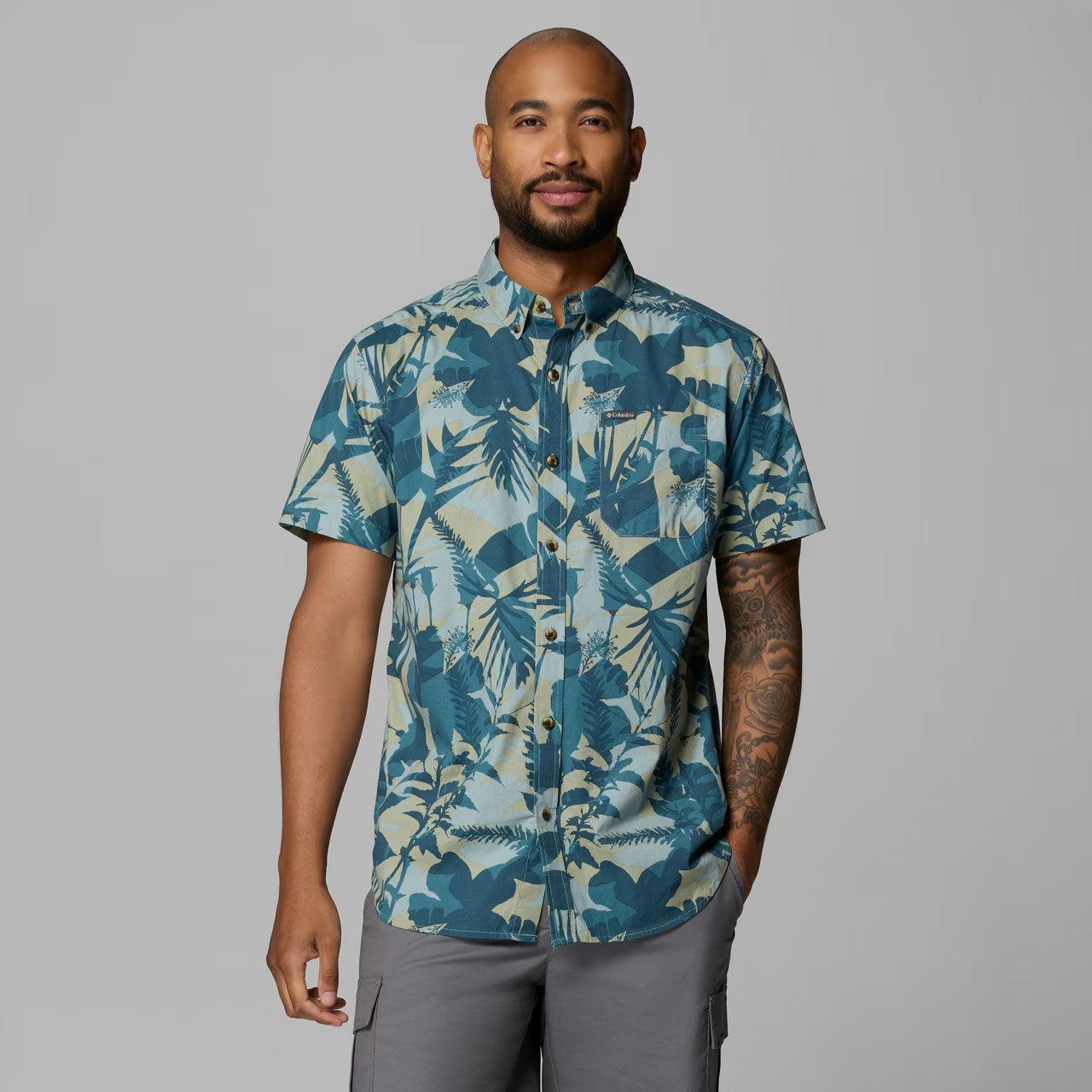 RAPID RIVERS PRINTED SHORT SLEEVE SHIRT Everblue, Botaniflage
