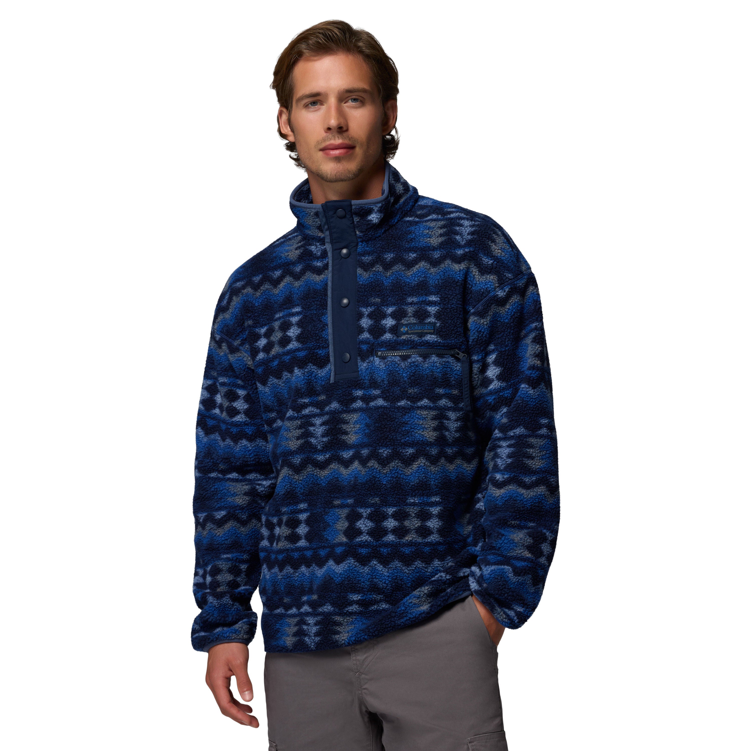 HELVETIA™ II PRINTED HALF SNAP FLEECE Mountain Blue, Retrotree