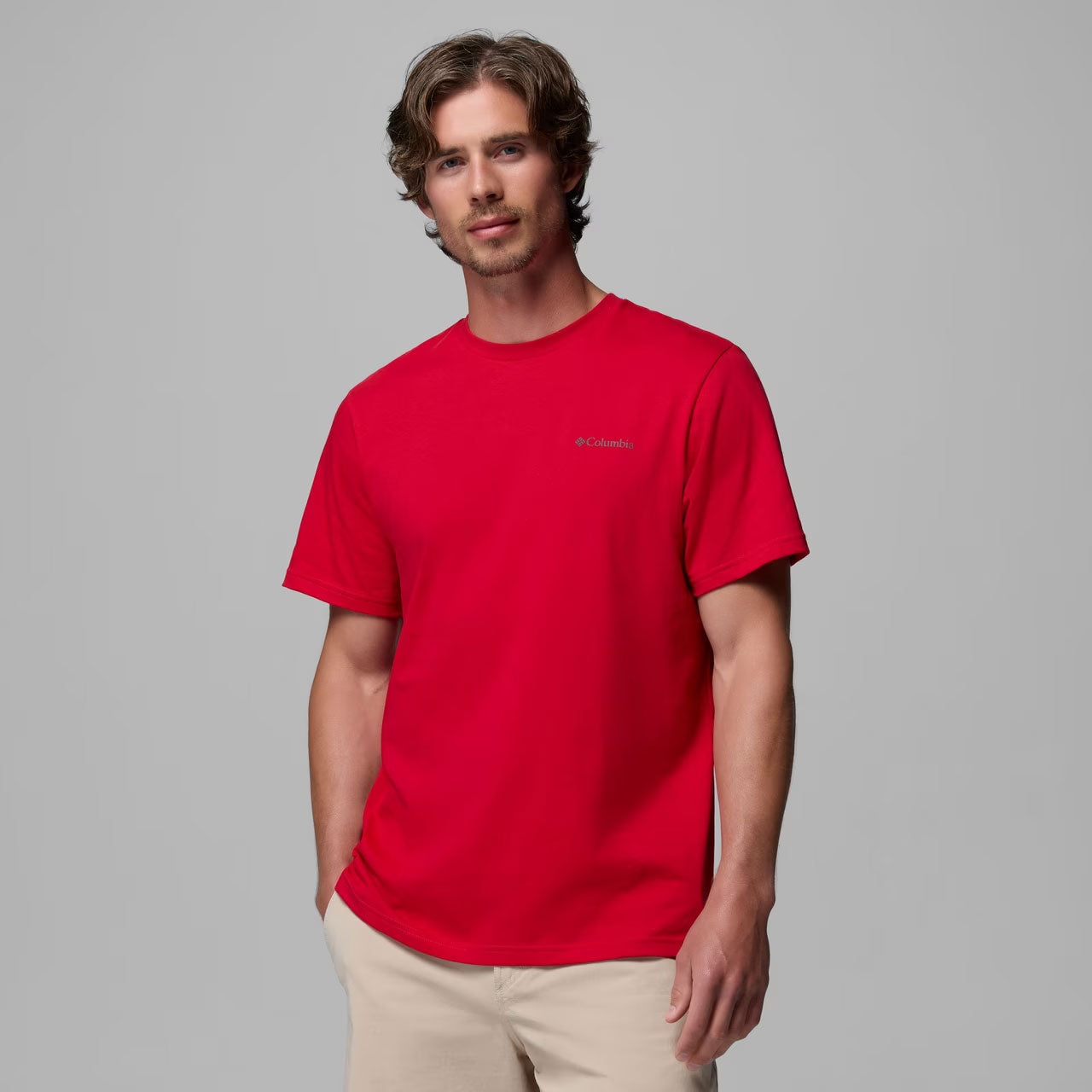 ORGANIC COTTON GRAPHIC T-SHIRT Mountain Red, Linework C Badge