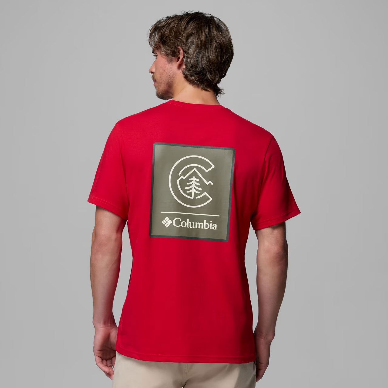 ORGANIC COTTON GRAPHIC T-SHIRT Mountain Red, Linework C Badge