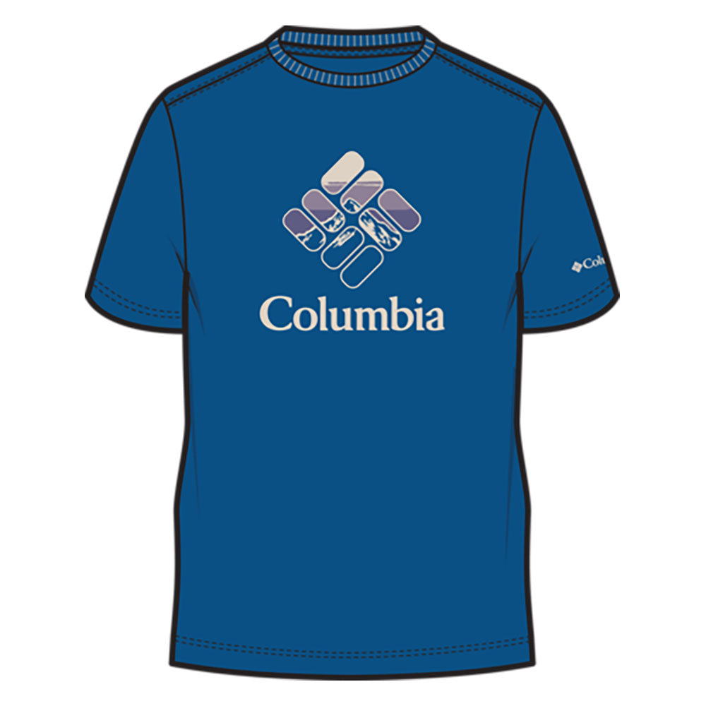 ORGANIC COTTON GRAPHIC T-SHIRT Mountain Blue, Heavenly Stacked